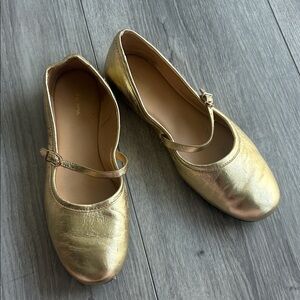 & Other Stories Metallic Gold Leather Flats 36